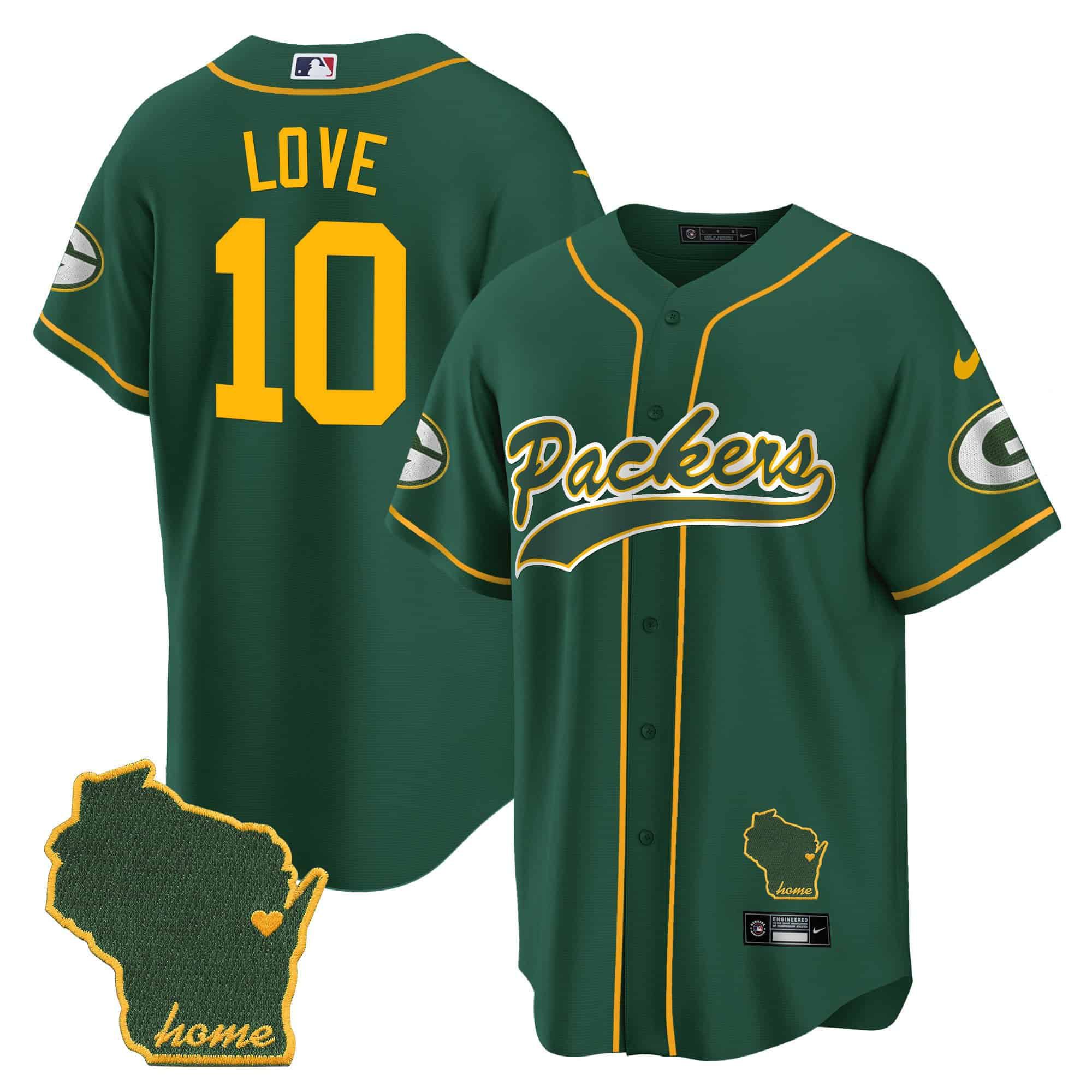 Men Green Bay Packers #10 Love Green 2024 Nike Home Patch Baseball NFL Jersey style 1->indianapolis colts->NFL Jersey